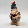 Toy Monkey. 20th century. Plush toy. Playing cymbals. Dress with hat and ruffled blouse.