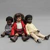 Lot of 3 dolls. Varying origins and designs. 20th century. Made in synthetic and textile material. 16.9" (43 cm) maximum height.