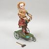 Jester. Paris, France. ca.1910. Made in porcelain and fabric. Wheel supports.