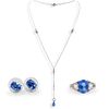 (4 Pc) 14k, Aquamarine and Diamond Jewelry Set