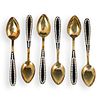 (6 Pc) Antique Russian 916 Silver Gilt Spoons