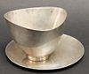 Herman Roth Modern Silver Bowl with Underplate