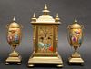 Japy Freres French Bronze & Porcelain Clock Set