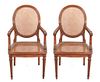 French Louis XVI Manner Caned Armchairs, Pr