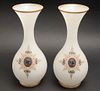 Opaline Glass Vases with Applied Cameos, Pair