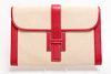 Hermes Style Canvas & Leather Clutch