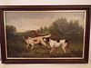 ANTIQUE HUNTING DOGS PAINTING 