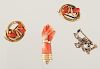 Carved Coral "Mano Fico" Charm with Coral Pins PLUS 