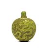 Chinese Green Snuff Bottle with 2 Dragons in Relief