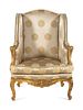 A Louis XV Style Carved Giltwood Bergere a Oreilles