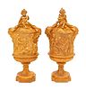 A Pair of Louis XV Style Gilt Bronze Covered Cache Pots