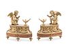 A Pair of Louis XV Style Patinated Bronze Figural Chenets
