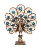 A Neoclassical Cut and Colored Glass Mounted Gilt Metal Peacock Table Lamp