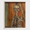 John Bratby (1928-1992): Skeleton with Orange Background
