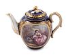 A Sevres Style Painted, Parcel Gilt and "Jeweled" Porcelain Teapot
