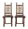 A Pair of Continental Bronze Mounted Walnut Side Chairs
