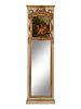 A Continental Painted and Parcel Gilt Trumeau Mirror
