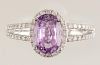 AIG and GIA Certified Rare Pink Sapphire and Diamond Ring 