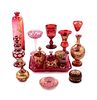 A Collection of Continental Gilt and Enameled Ruby Glass Articles