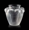 A Lalique Molded and Frosted Glass Bali Vase