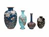Four Japanese Cloisonne Enamel Decorated Vases
