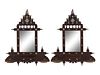 A Pair of Syrian Mother-of-Pearl Inlaid Walnut Mirrored Lantern Shelves