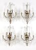 4 Louis XVI-style crystal & bronze wall sconces