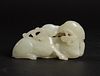Chinese White Jade Carving of 2 Deer, 18th Century