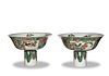Pair of Chinese Wucai Stem Cups, Possibly Kangxi