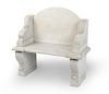 An Italian white Carrara marble garden bench