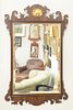 Henkel Harris mahogany framed beveled mirror, Chippendale-style, stamped on back "Virginia Galleries, Furniture by Henkel Harris, Co. Winchester, Virg