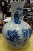 Large Chinese porcelain vase, bottle form with painted landscape scene, ht. 28 1/2", dia. 18".