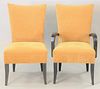 Set of eight contemporary upholstered dining chairs to include 2 arm and 6 side, ht. 39".