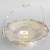Chinese silver basket with handle, dia. 9", 12.7 t.oz.