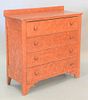 Four drawer faux grain painted chest (top loose), ht. 39", wd. 39".
