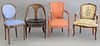 Group of 4 chairs including Louis XV style upholstered chair, etc.