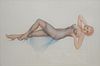 Alberto Vargas, framed and numbered lithograph, pin-up girl, partially nude, sight size: 25 1/2" x 37 1/2".