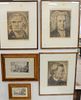 Nine framed pieces to include 3 Paul Wenck engravings of composers or musicians, Wagner, Bach and Beethoven; 2 framed engraved music notes; 2 framed f