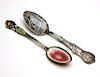 Two sterling silver and enamel souvenir spoons