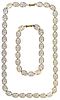 14k Tri-Color Gold Necklace and Bracelet Set
