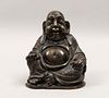 Buda Hotei. China. Siglo XX.  Fundición en bronce. 20 x 15 x 12 cm.