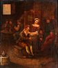 Dutch School, 17th Century Style      Tavern Interior with Foreground Couple, Card Players in Back
