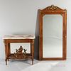Empire-style Marble-top Ormolu-mounted Console Table with Mirror