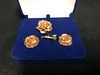 VINTAGE CAMROSE AND KROSS FASHION JEWELLERY ROSE PIN AND CLIP EARRINGS