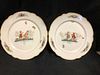PAIR OF UNMARKED ANTIQUE HAND PAINTED PORCELAIN PLATES WITH CHILDREN