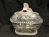 ANTIQUE FROSTED &CLEAR GLASS  BON BON DISH WITH LID "TO MY WIFE" XMAS 1878