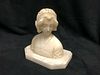 Small  Italian carved Alabaster Bust of a young lady wearing a bonnet