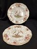 PAIR OF MASONS IRONSTONE ANTIQUE CHINA PLATES DECORATED WITH BIRDS