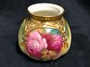 Royal Worcester Porcelain hand painted vase gold with Pink  Roses Signed M. Hunt