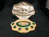 STERLING SILVER AND GREEN ENAMEL BELT BUCKLE AND BUTTONS BIRMINGHAM 1909